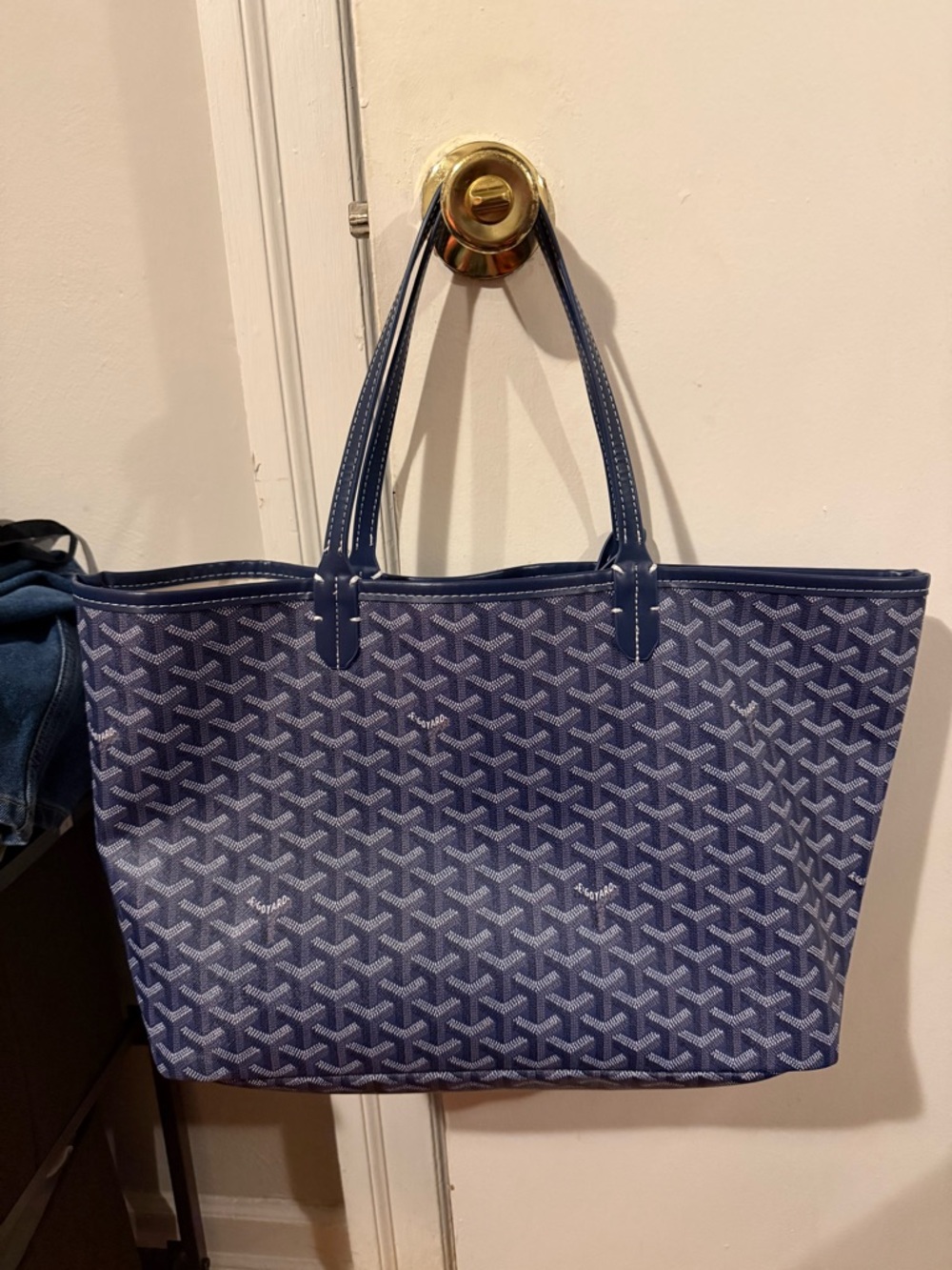 Blue Printed Tote Bag